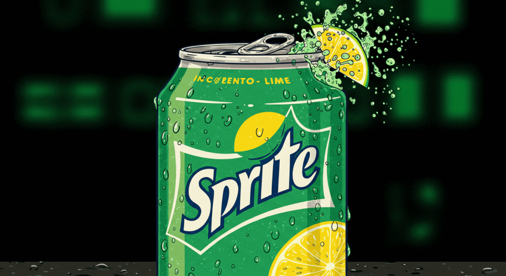 Close-up of Sprite drink