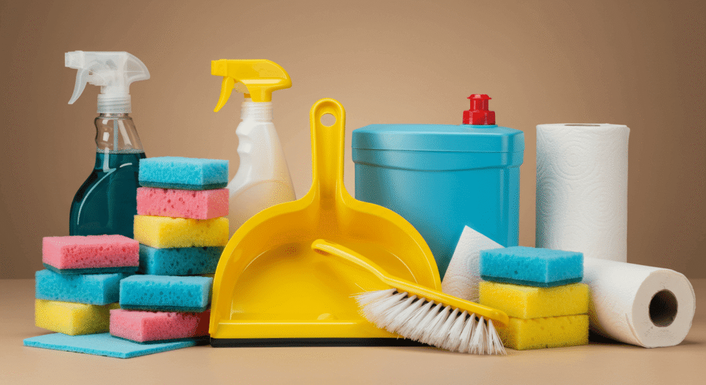 Participant engaged in household product testing to assess performance