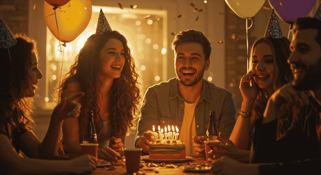 Gift bag filled with birthday freebies for celebrants